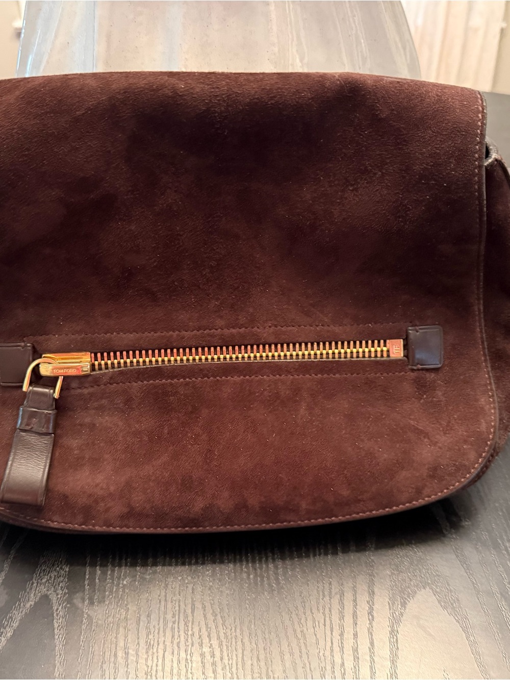 Authentic Tom Ford Jennifer Dark Brown Suede Crossbody